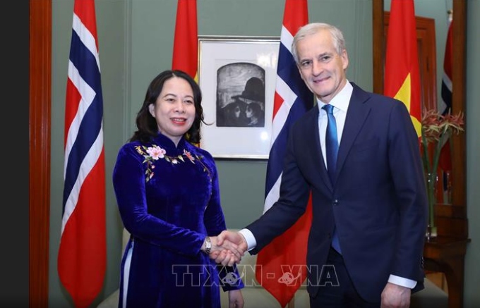 Phó Chủ tịch nước Võ Thị Ánh Xuân hội đàm với Thủ tướng Na Uy Jonas